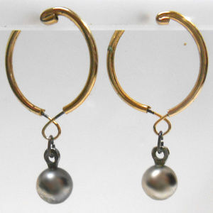 Silver Pearl dangle non pierced teardrop Earrings